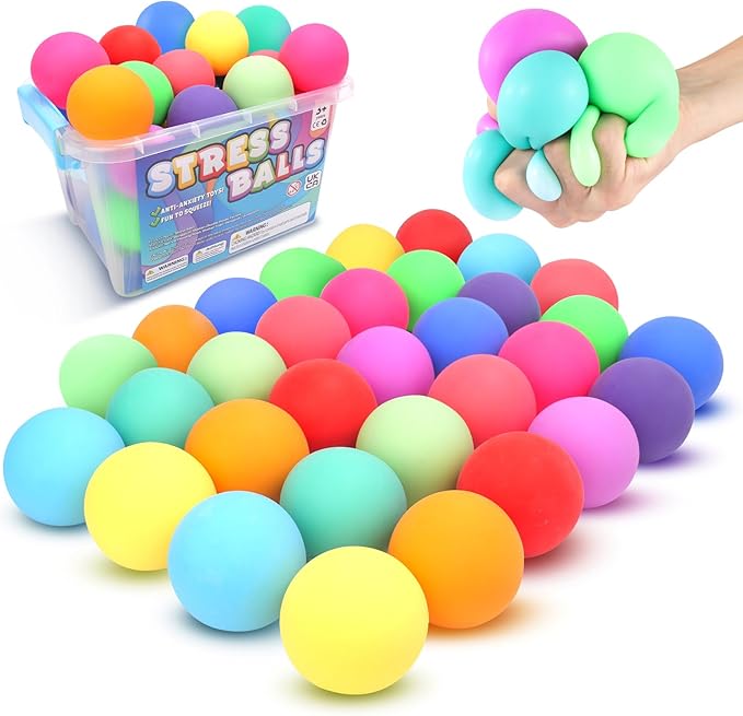 Slow Rising Stress Ball Bulk 32 Packs, Stretchy